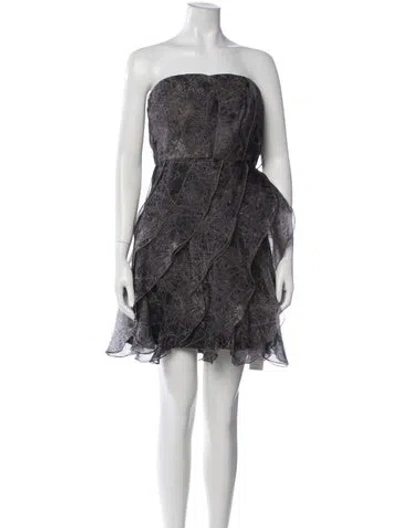 Pre-owned Halston Heritage Silk Mini Dress In Gray