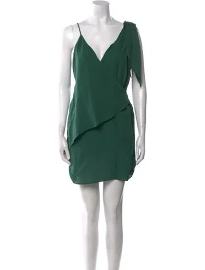 Pre-owned Halston Heritage Silk Mini Dress In Green