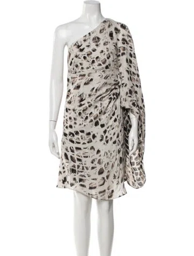 Pre-owned Halston Heritage Silk Mini Dress In Neutral