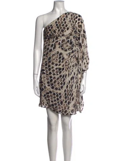 Pre-owned Halston Heritage Silk Mini Dress In Neutrals