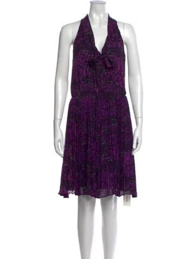 Pre-owned Halston Heritage Silk Mini Dress In Purple