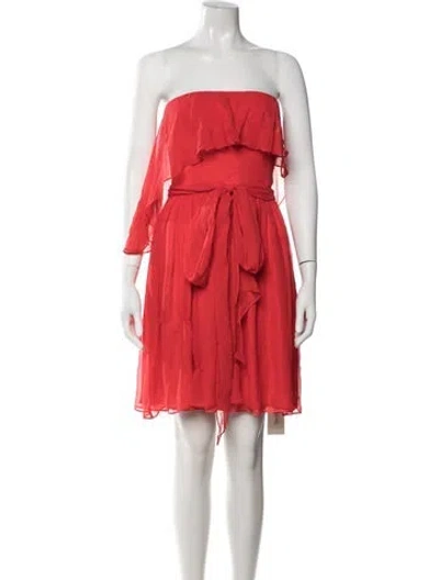 Pre-owned Halston Heritage Silk Mini Dress In Red