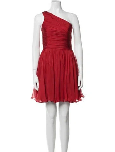 Pre-owned Halston Heritage Silk Mini Dress In Red