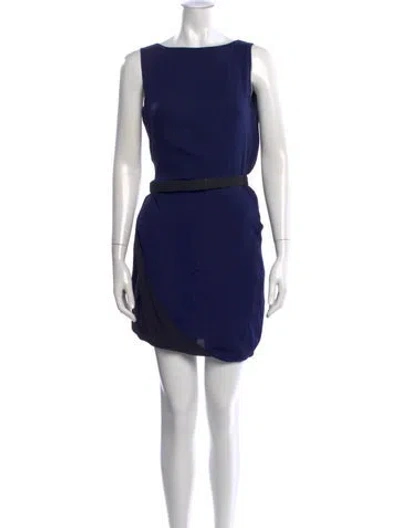 Pre-owned Halston Heritage Silk Mini Dress W/ Tags In Blue