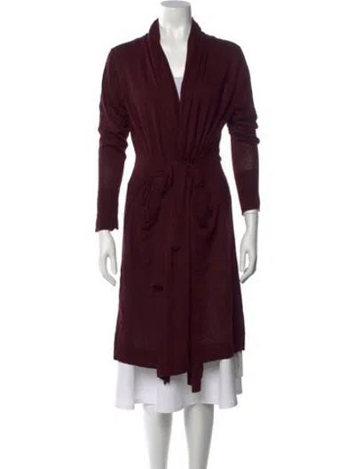 Pre-owned Halston Heritage Silk Open Front Sweater W/ Tags In Burgundy
