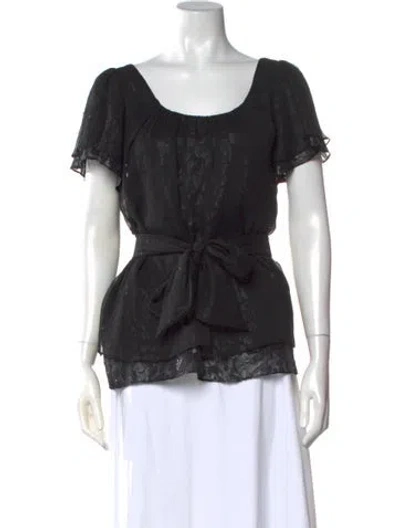 Pre-owned Halston Heritage Silk Patterned Blouse In Black