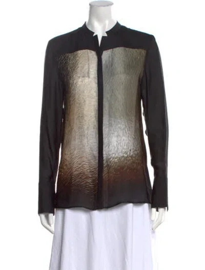 Pre-owned Halston Heritage Silk Printed Blouse