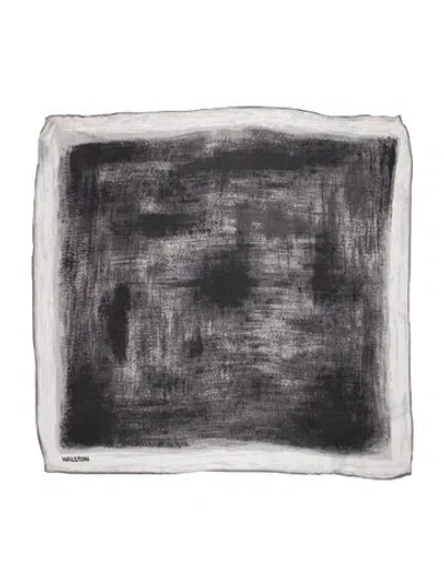 Pre-owned Halston Heritage Silk Printed Scarf In Black/grey/white