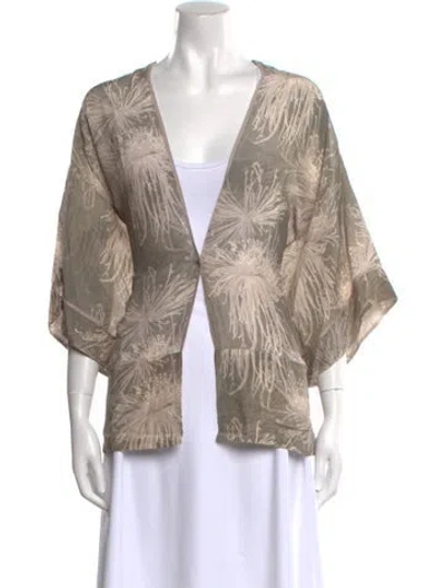 Pre-owned Halston Heritage Silk Printed Sweater In Green