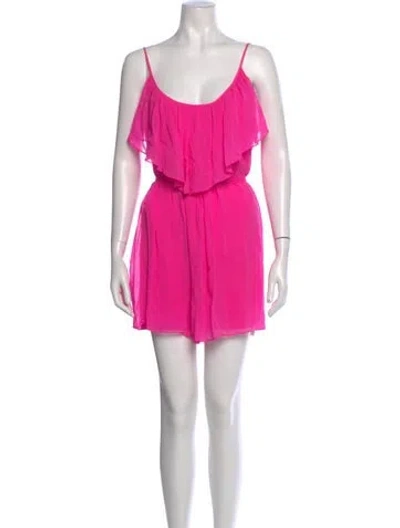 Pre-owned Halston Heritage Silk Scoop Neck Romper In Pink