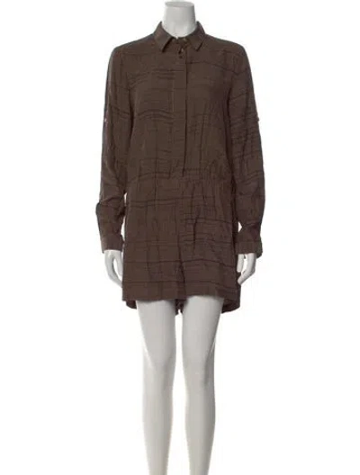 Pre-owned Halston Heritage Silk Striped Jumpsuit In Brown