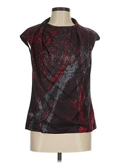 Pre-owned Halston Heritage Sleeveless Silk Top Black Halter Neckline Tops