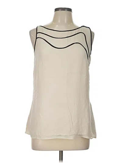 Pre-owned Halston Heritage Sleeveless Silk Top Ivory Halter Neckline Tops