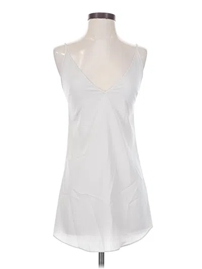 Pre-owned Halston Heritage Sleeveless Silk Top White Plunge Neckline Tops