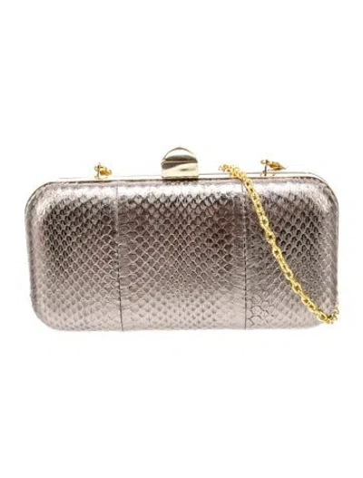 Pre-owned Halston Heritage Snakeskin Shoulder Bag In Gray