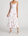 HALSTON HERITAGE SONNY COWL NECK DRESS IN THISTLE PAINTED FLORAL PRINT