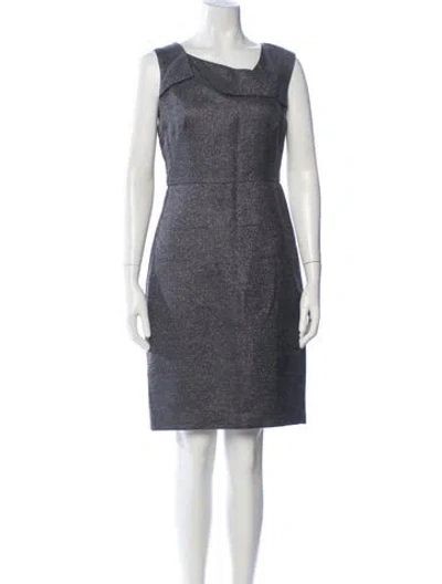 Pre-owned Halston Heritage Square Neckline Knee-length Dress In Gray