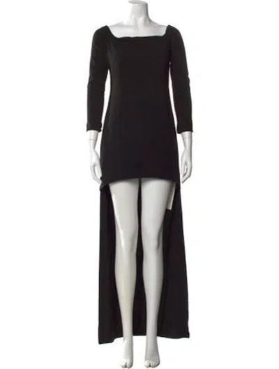 Pre-owned Halston Heritage Square Neckline Long Dress In Black