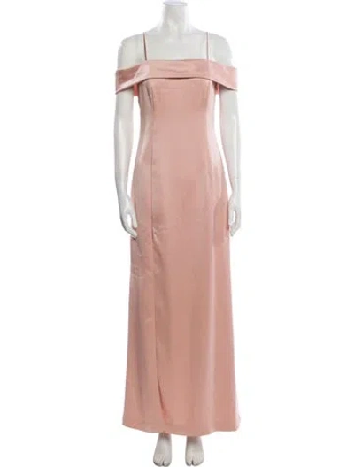 Pre-owned Halston Heritage Square Neckline Long Dress In Pink