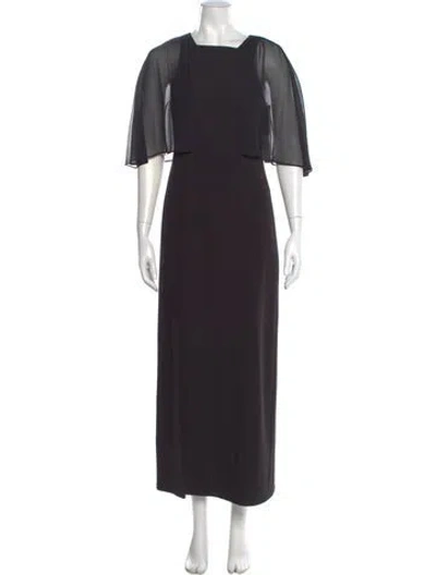 Pre-owned Halston Heritage Square Neckline Long Dress W/ Tags In Black