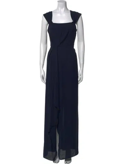 Pre-owned Halston Heritage Square Neckline Long Dress W/ Tags In Blue
