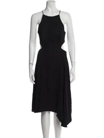 Pre-owned Halston Heritage Square Neckline Midi Length Dress In Black