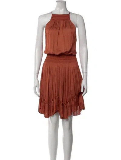 Pre-owned Halston Heritage Square Neckline Midi Length Dress In Neutrals