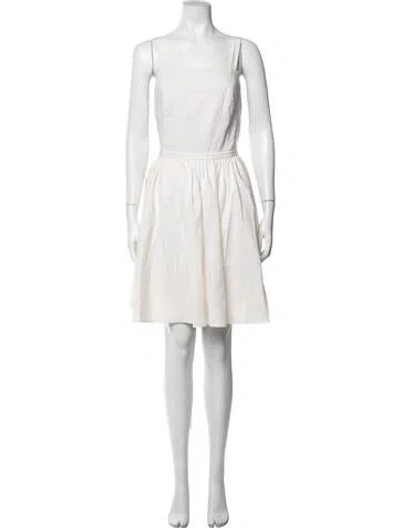 Pre-owned Halston Heritage Square Neckline Midi Length Dress In Neutrals