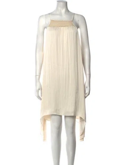 Pre-owned Halston Heritage Square Neckline Midi Length Dress In Neutrals