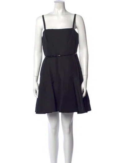 Pre-owned Halston Heritage Square Neckline Mini Dress In Black