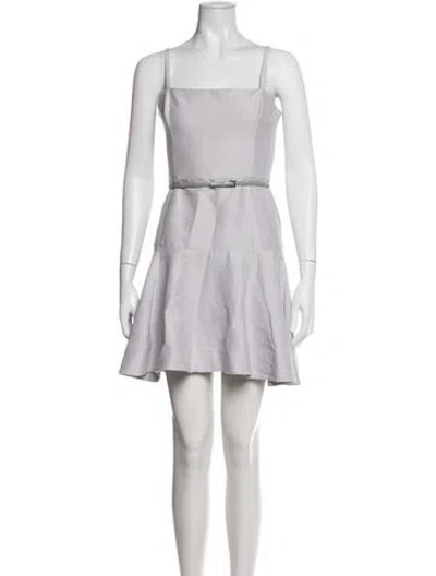 Pre-owned Halston Heritage Square Neckline Mini Dress In Grey