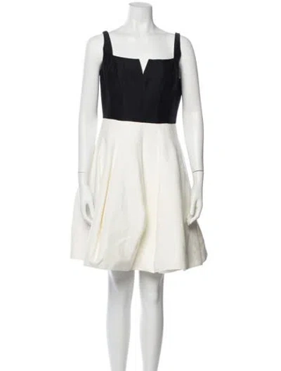 Pre-owned Halston Heritage Square Neckline Mini Dress In Neutral