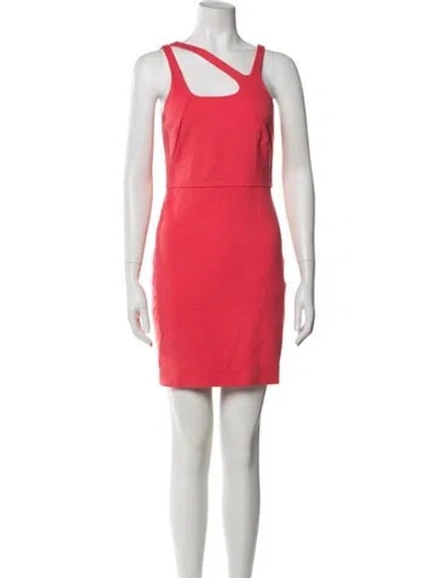 Pre-owned Halston Heritage Square Neckline Mini Dress In Orange