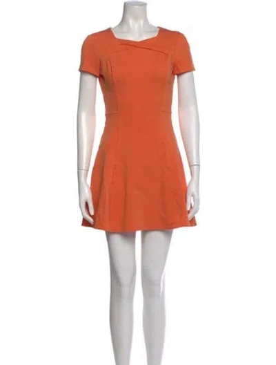 Pre-owned Halston Heritage Square Neckline Mini Dress In Orange