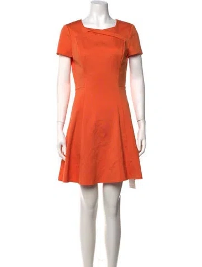 Pre-owned Halston Heritage Square Neckline Mini Dress In Orange