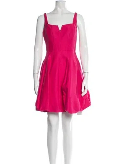 Pre-owned Halston Heritage Square Neckline Mini Dress In Pink