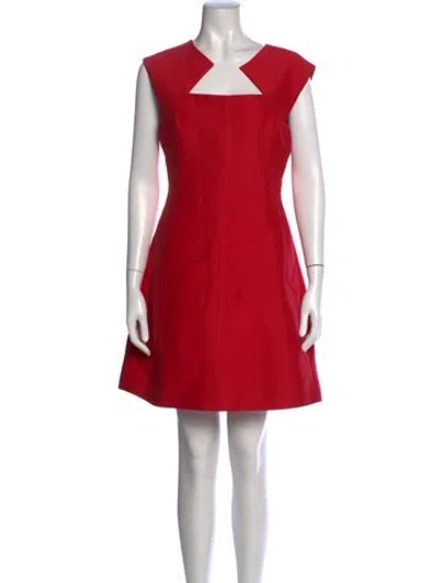 Pre-owned Halston Heritage Square Neckline Mini Dress In Red