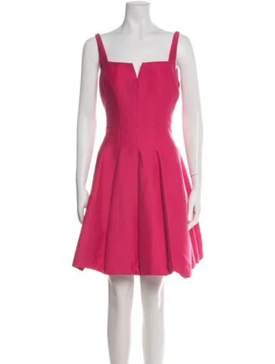 Pre-owned Halston Heritage Square Neckline Mini Dress W/ Tags In Red