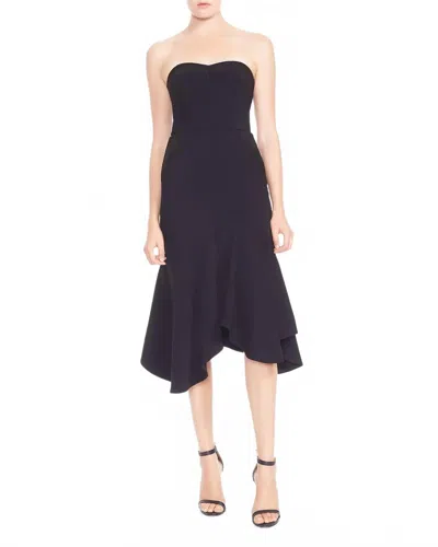 Halston Heritage Strapless Flounce Fit & Flare Dress In Black In Blue