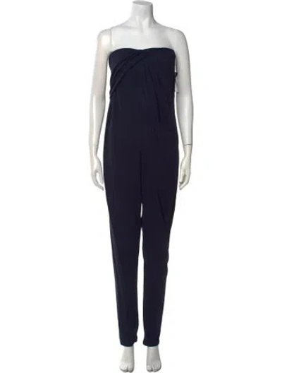 Pre-owned Halston Heritage Strapless Jumpsuit In Blue