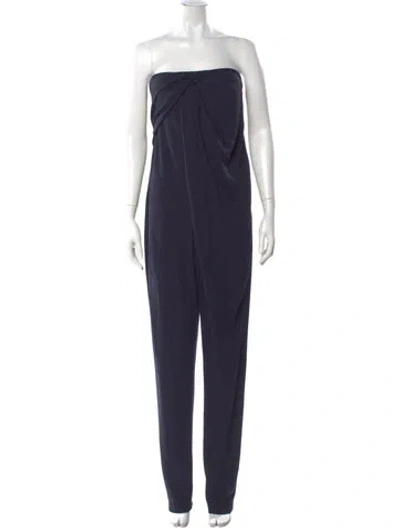 Pre-owned Halston Heritage Strapless Jumpsuit In Blue