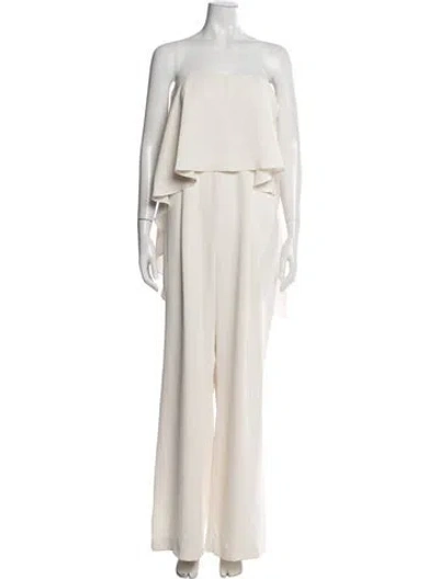 Pre-owned Halston Heritage Strapless Jumpsuit In Neutrals