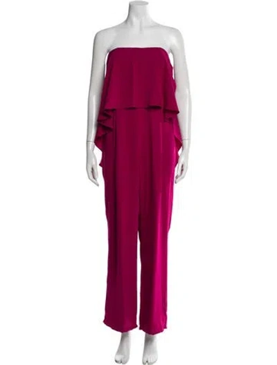 Pre-owned Halston Heritage Strapless Jumpsuit In Pink