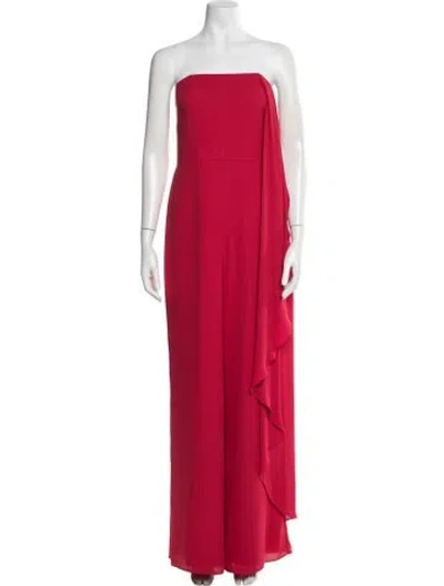 Pre-owned Halston Heritage Strapless Jumpsuit In Red