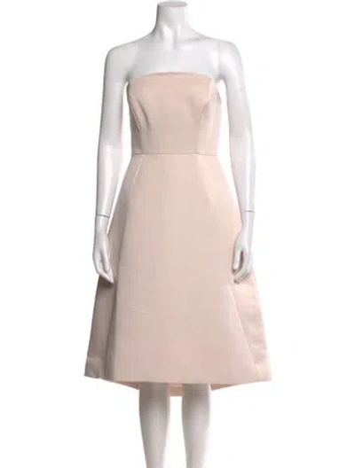 Pre-owned Halston Heritage Strapless Knee-length Dress In Neutral