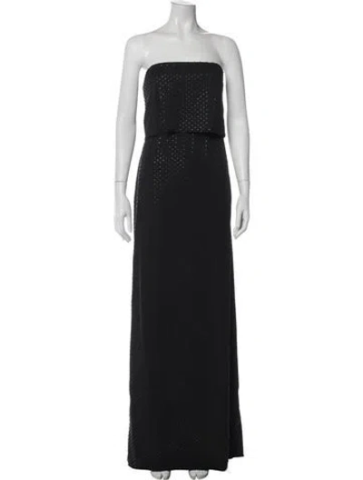 Pre-owned Halston Heritage Strapless Long Dress In Black