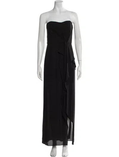 Pre-owned Halston Heritage Strapless Long Dress In Black