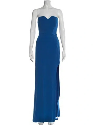 Pre-owned Halston Heritage Strapless Long Dress In Blue