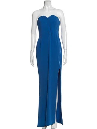 Pre-owned Halston Heritage Strapless Long Dress In Blue
