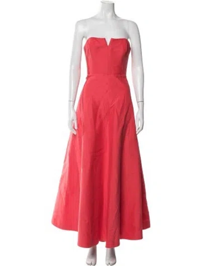 Pre-owned Halston Heritage Strapless Long Dress In Red